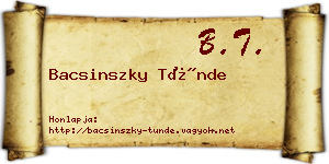 Bacsinszky Tünde névjegykártya