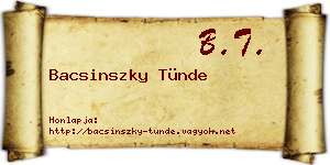 Bacsinszky Tünde névjegykártya